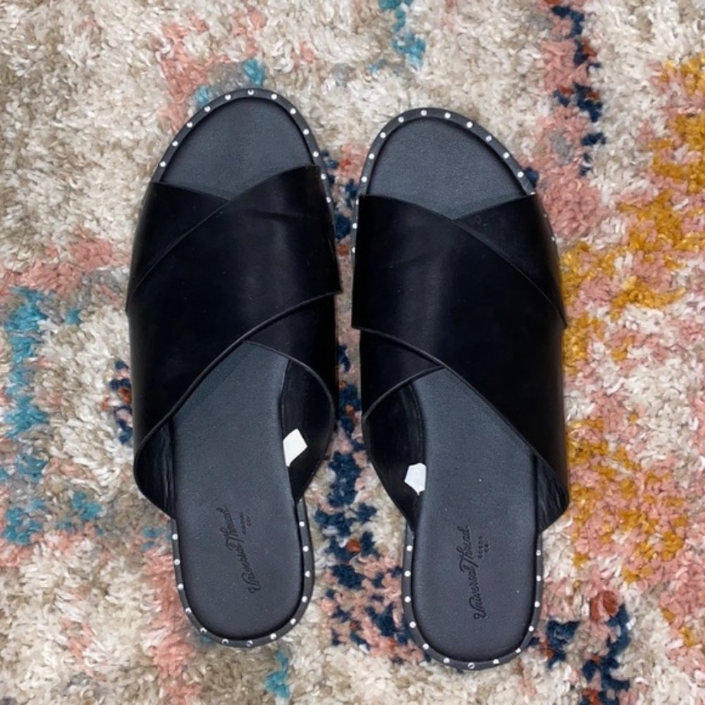 Universal Thread Faux Black Leather Sandals